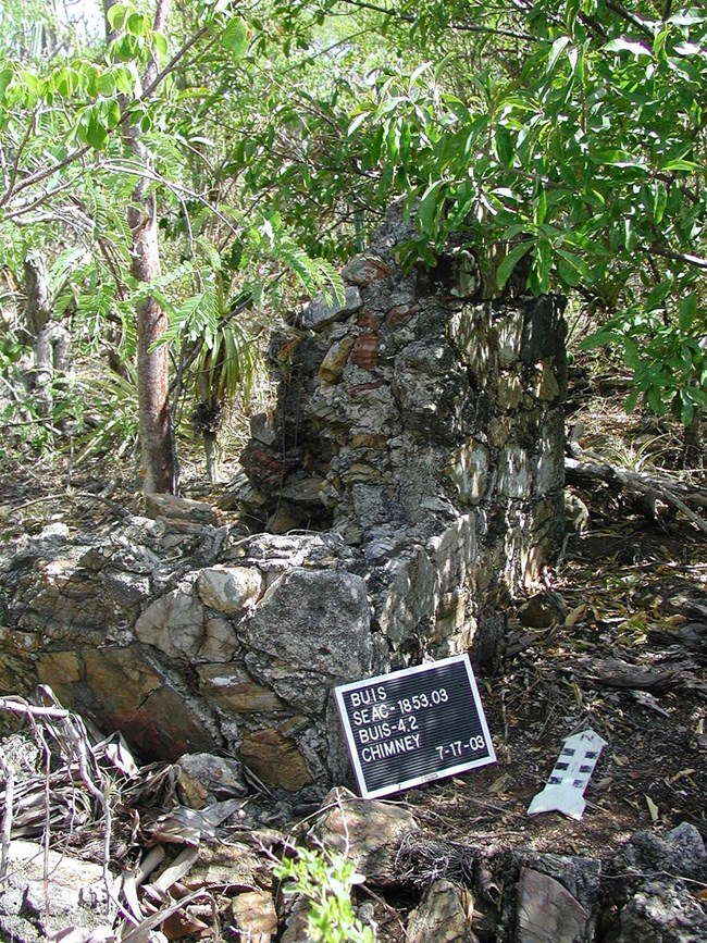 photograph of historic stone and brick ruins at Buck Island