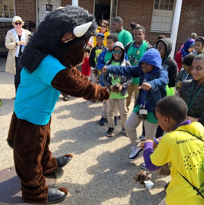 Buddy Bison Dancing with children