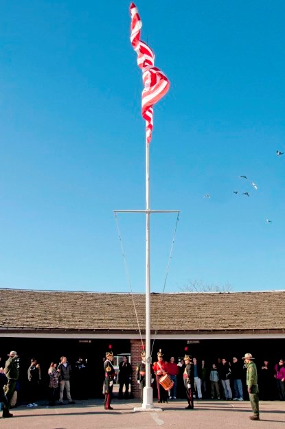 Flag raising at Castle Clinton.