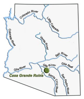 Map of major rivers in Arizona