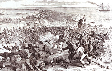 Confederates flee from Union forces during the "Chicamacomico Races."