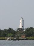 Ocracoke Island Lighthouse across Silver Lake