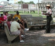 A ranger presents a program outside the Ocracoke Visitor Center.