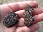 Pottery fragments with linear stamping on surface
