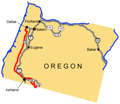 Auto Tour Route driving directions for Oregon.