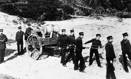 Surfmen practicing the Beach Apparatus Drill