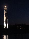 Night illumination of Cape Lookout Lighthouse