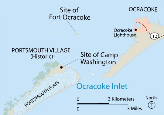 Fort Ocracoke and Camp Washington Locations