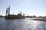 Dredging the Long Point ferry basin after Hurricane Irene