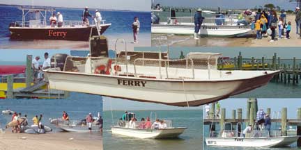 A variety of small boats are used to ferry visitors to Cape Lookout National Seashore.