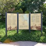 Three-way interpretive panel explaining Cape Henry's strategic location for two of America's most significant events