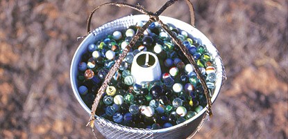 photo: Using bundt cake pans filled with marbles, dust is collected at five different locations in Canyonlands.