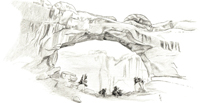 Artist's rendition of a rock arch