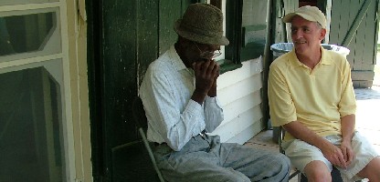 Harmonica player at Magnolia Plantation.