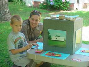 Coloring books are available at Art Along the Bricks