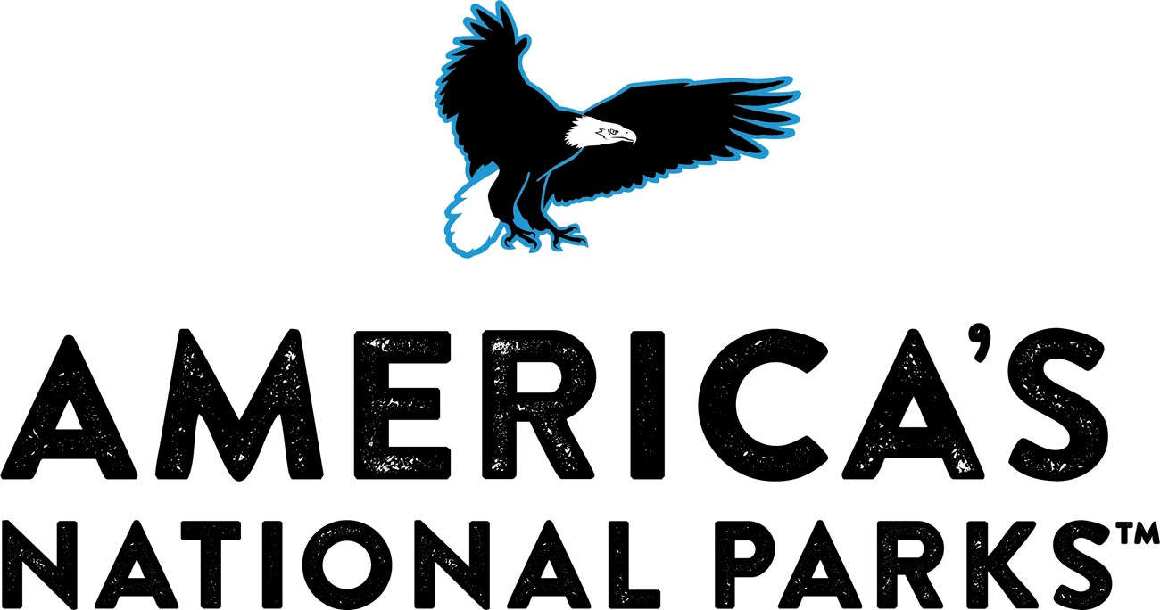 logo for America's National Parks store, eagle flying over text