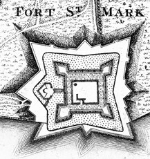 1770's view of the Castillo de San Marcos' star shaped bastions.