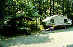 Pop-up trailer at Owens Creek Campground
