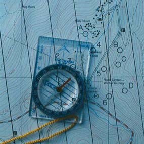 Compass on an orienteering map.