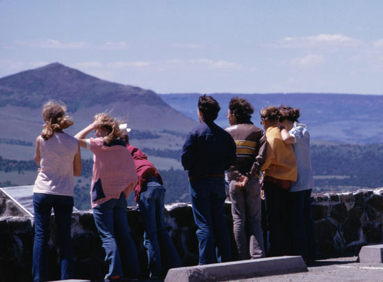 Children at crater rim.