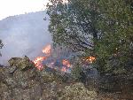 Fire in lava flow