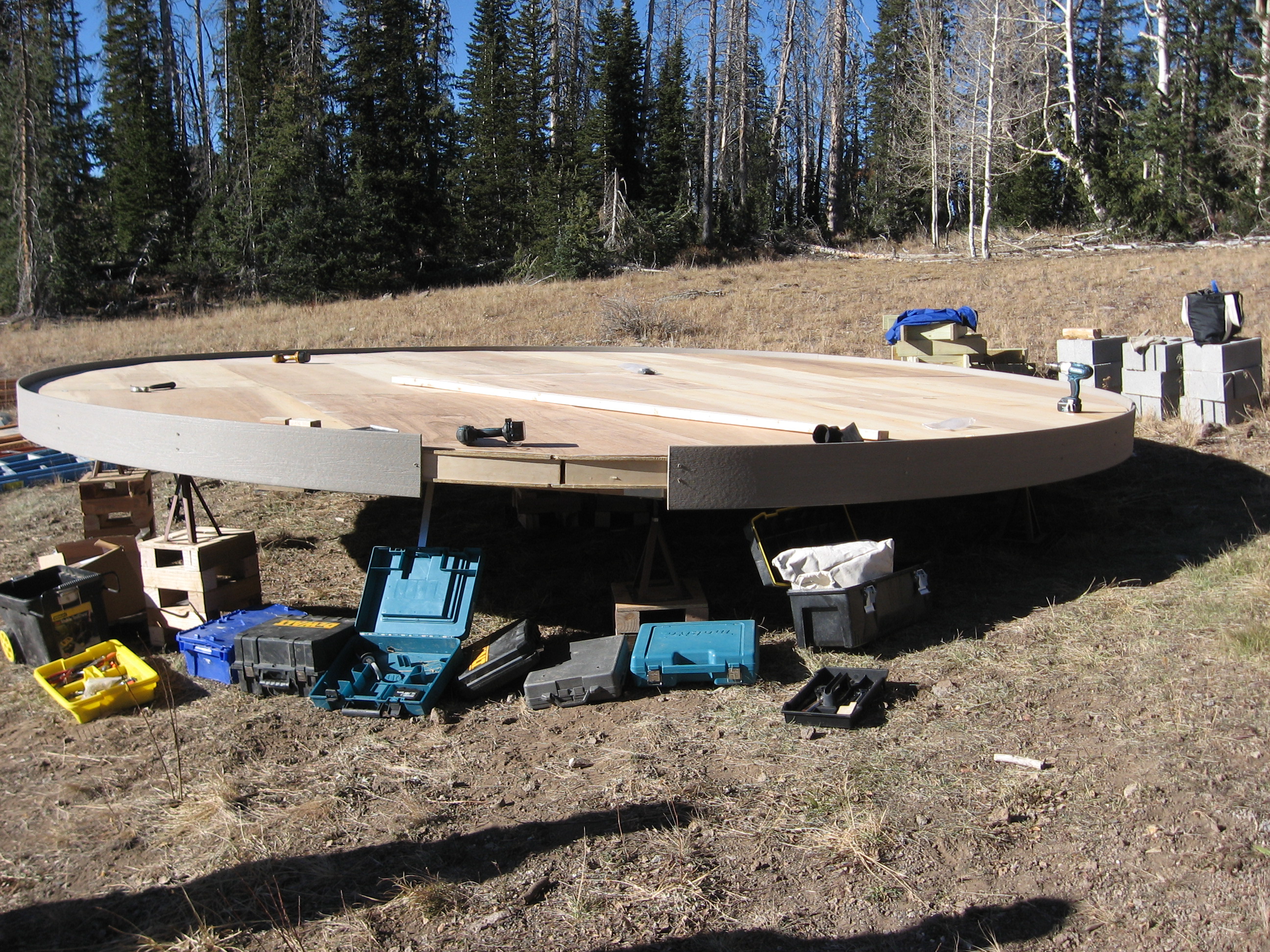 The base is built and leveled