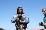 Lakota John prepares to release eagle