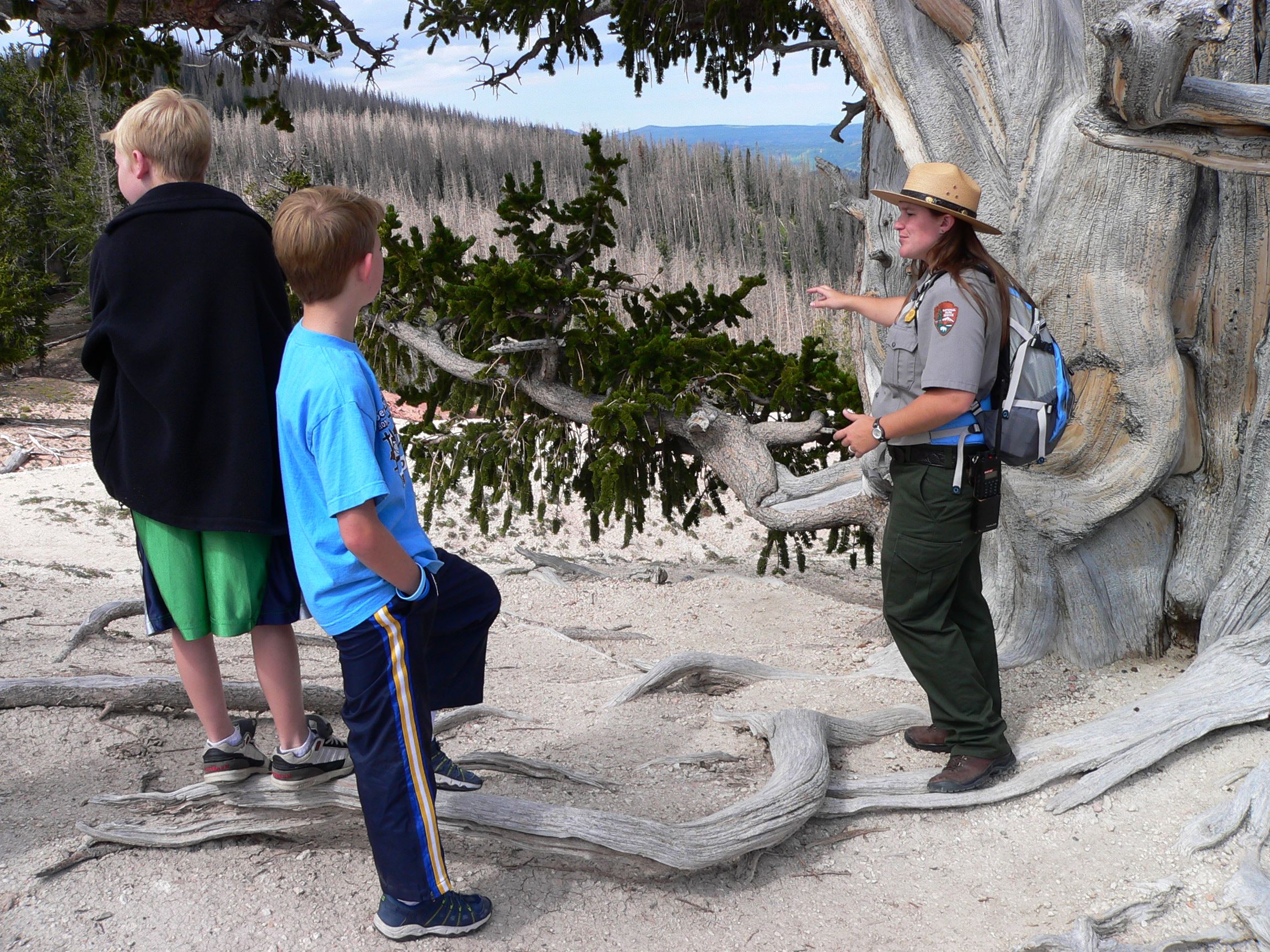 Park Ranger Megee takes visitors on a guided hike of the Spectra Point Trail