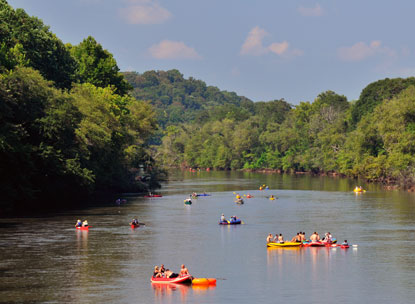 Summer Splash participants floating down the Chattahoochee River.