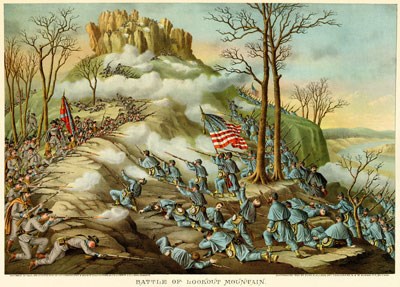 Lithograph of the Battle of Lookout Mountain