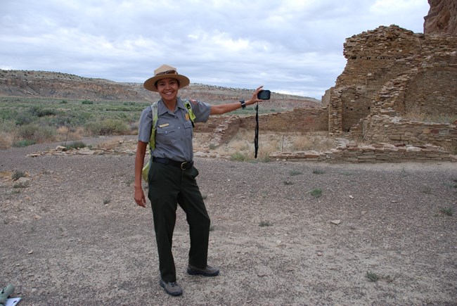 A park scientist at Pueblo Bonito.