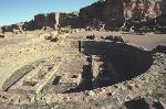 Photo of the Great Kiva in plaza of Pueblo Bonito