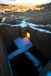 Interior room in Pueblo Bonito with shaft of light