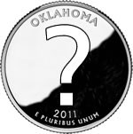 A Quarter-dollar coin with a question mark on it