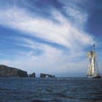 arch rock with sailboat, anacapa island