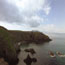 view of cathedral cove from cliffs