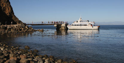 island packer boat at scorpion anchorage, santa cruz island