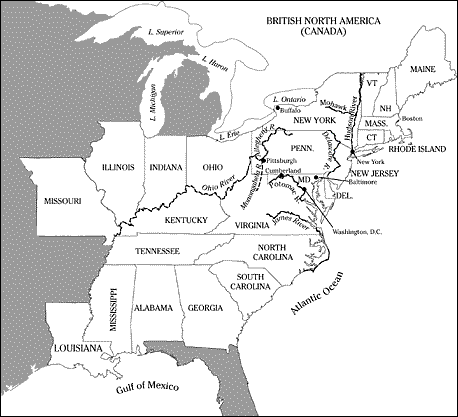 Map of United States in 1821