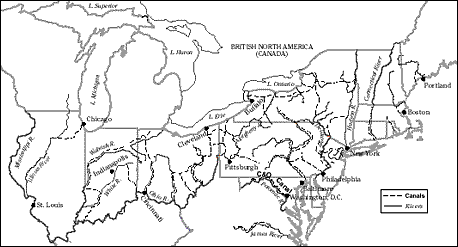 Map of Canals built by 1860