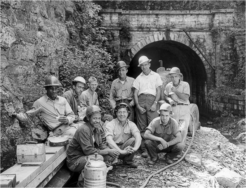Mission 66 workers repair the tunnel