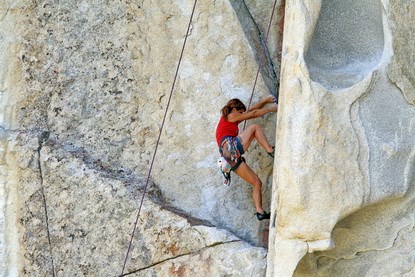 A female climber on City of Rocks granite