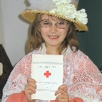 Clara Barton National Historic Site Victorian Card Workshop student dressed in period clothing.