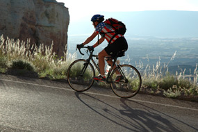 biker on Rim Rock Road