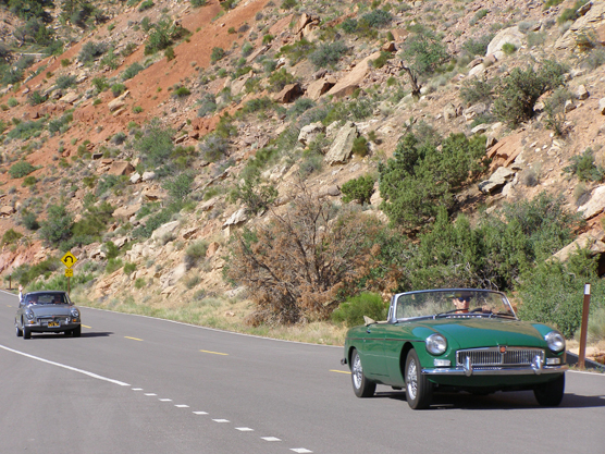 MG car tour on Rim Rock Drive