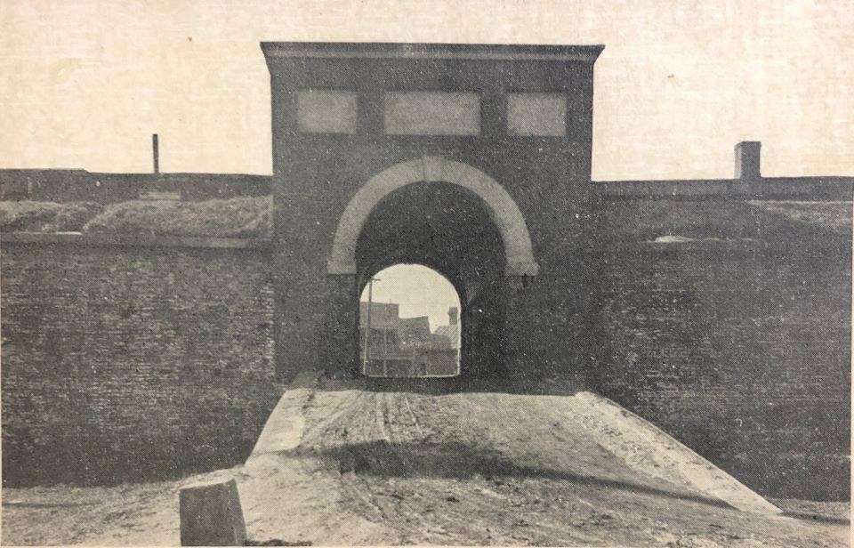 A black and white image showing the entrance to the Star Fort.