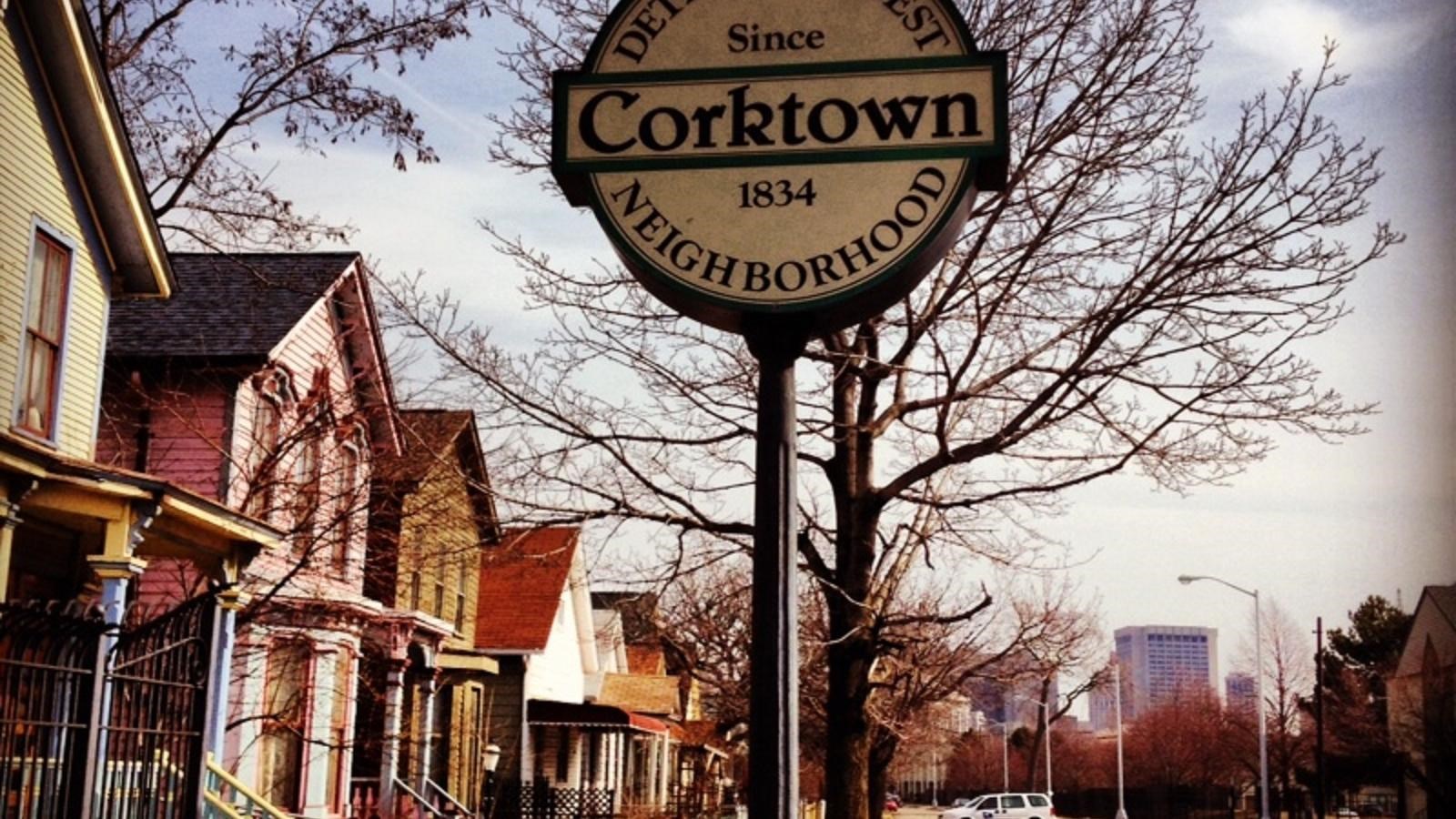 Historic sign for Corktown. 