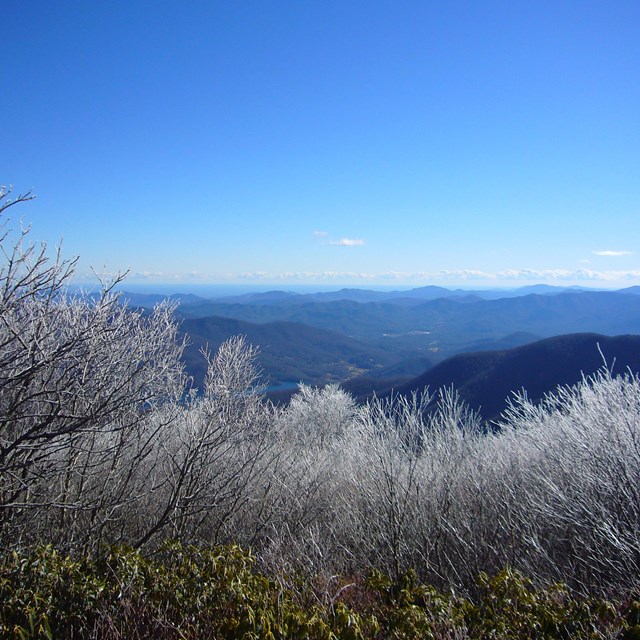 Panoramic shot of Blue Ridge Parkway. 