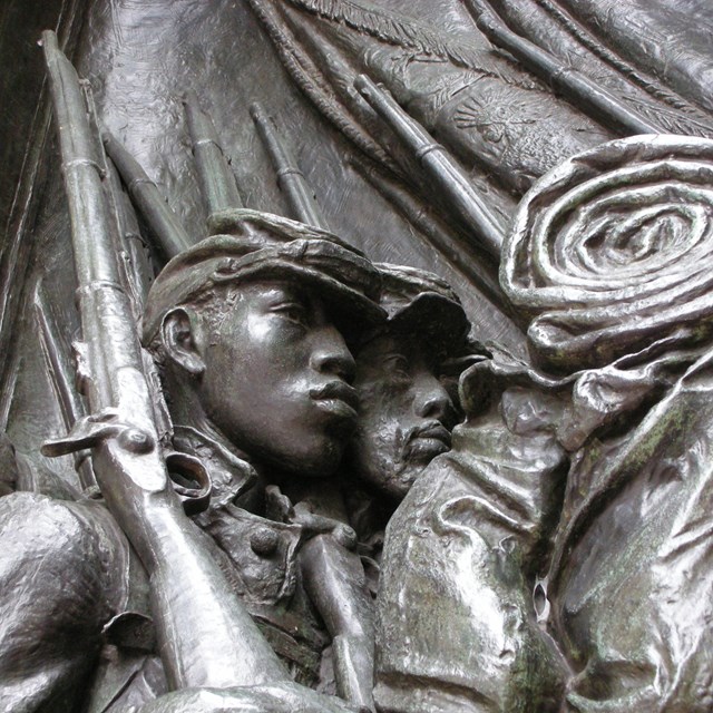 Soldiers depicted on the Shaw Memorial