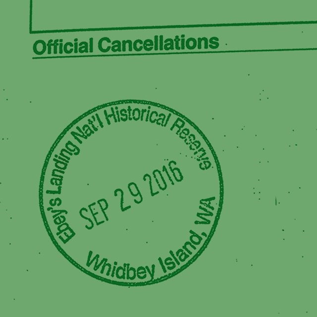 Green sketch of the Ebey's Reserve passport stamp