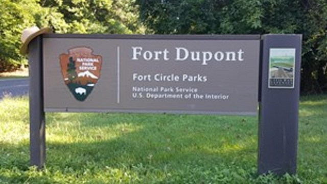 Fort Dupont Park entrance sign.